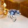 Роскошные кольца с синими кристаллами в виде цветов для женщин, элегантные аксессуары для помолвки с кубическим цирконием