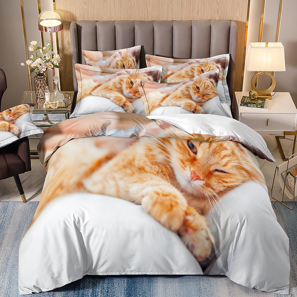 Комплект постельного белья с 3D милыми волками, кошкой и собакой, милый пододеяльник, пододеяльник, покрывало в этническом стиле с дикими животными и наволочками