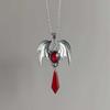 Gothic Baroque Ruby Crystal Necklace With Winged Pendant For Women