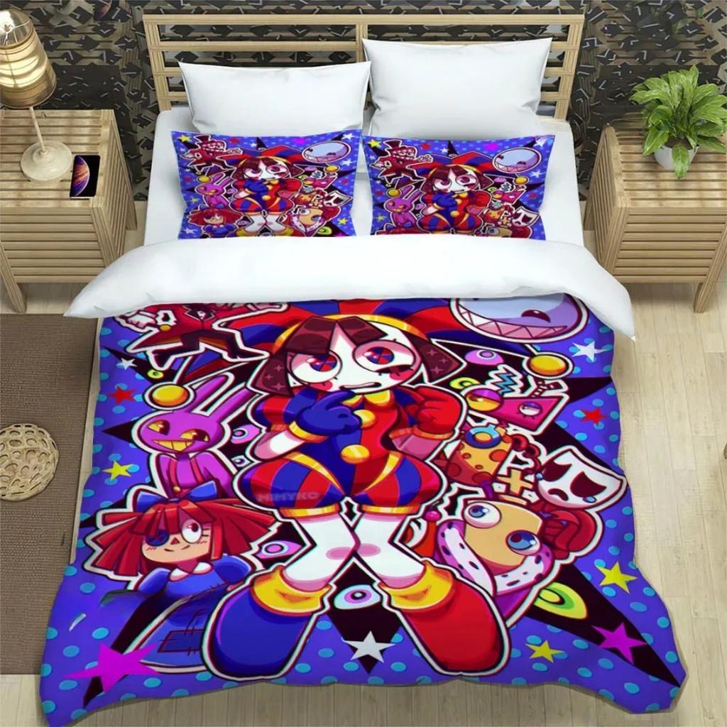 Anime The Amazing Digital Circus Duvet Cover Set 3D Print Digital Circus Bedding Sets For Boys Girls Twin Queen King Size
