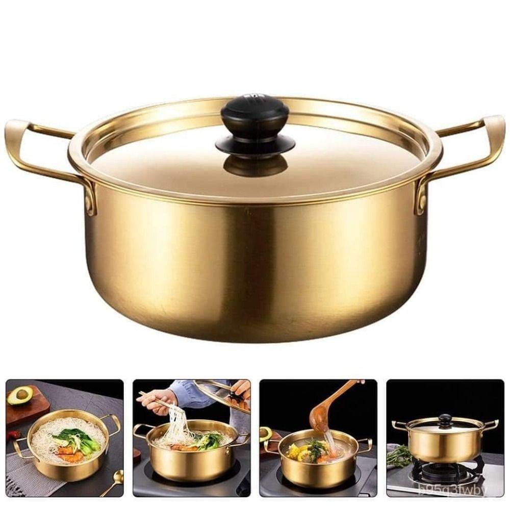 Stainless Steel Soup Pot with Lid Hot Pot Korean Ramen Pot  Camping Cookware