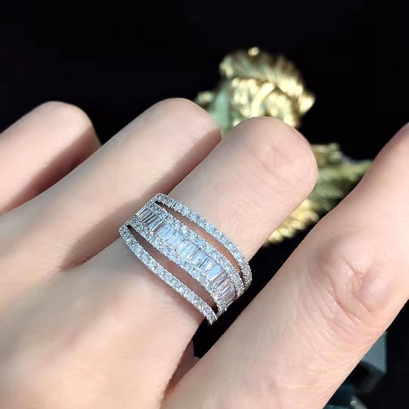 Xiaomi Huitan Curve Hollow Design Women Ring for Party Wedding Charming Lady Temperament Accessories Elegant Jewelry Inlaid Shining CZ