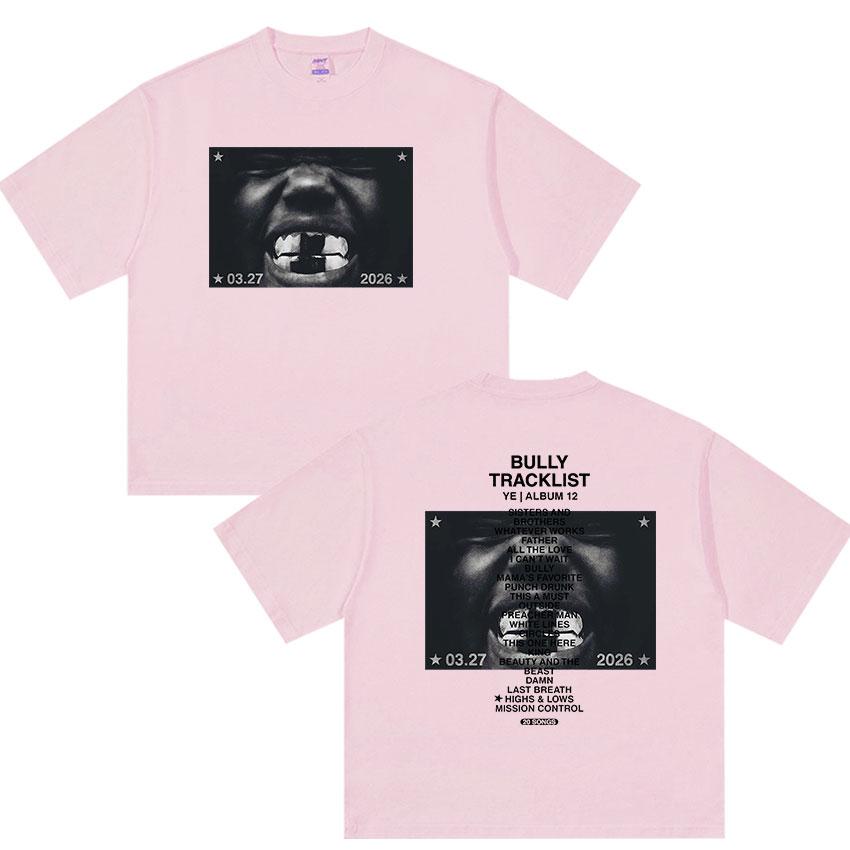 2026 New Album Bully Kanye West Graphic T Shirts Unisexs Hip Hop Pop Rap Short Sleeve Tshirt Retro Fashion Cotton Tees Streetwear