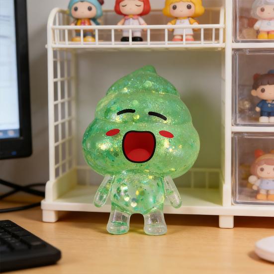 Супергерой из инопланетных какашек Игрушка-сквиш Медленно восстанавливающая форму TPR Фиджет для снятия стресса Милый блестящий гаджет-антистресс для детей и взрослых