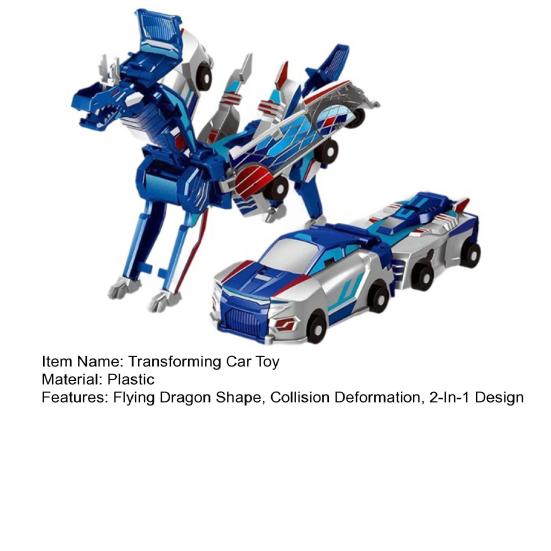 Transformable Flying Dragon Car Toy Collision Deformation Educational 2-In-1 Mini Transforming Dragon Vehicle Toy Toddlers Boys Girls Birthday Gift