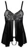Cottelli LINGERIE - Sexy Open Chemise with Lace + Crotchless Thong XL