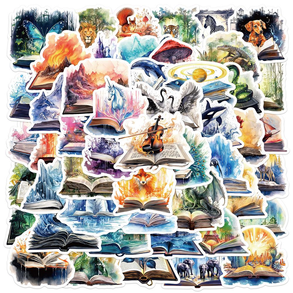 50Pcs Vintage Cute Witch Magic World Stickers Aesthetic Magic Book Graffiti Stickers for DIY Luggage Laptop Skateboard Motorcycle Bicycle Stickers