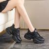 Мода Женские Новые Модные Кроссовки на Толстой Подошве 2024 Осень Повседневная Спортивная Обувь для Ходьбы Сетка Кожа Балетки Универсальная Женская Обувь