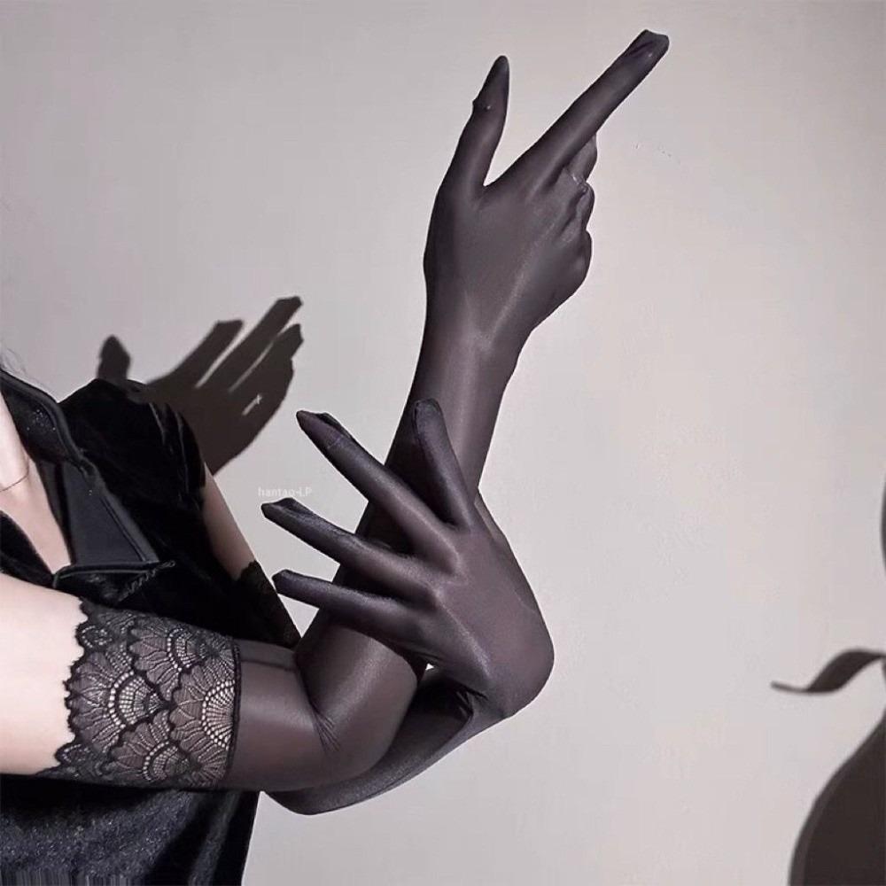 Thin Transparent Gloves 51CM Length Cosplay Gloves Sexy Stage Performance Gloves Stage Shows