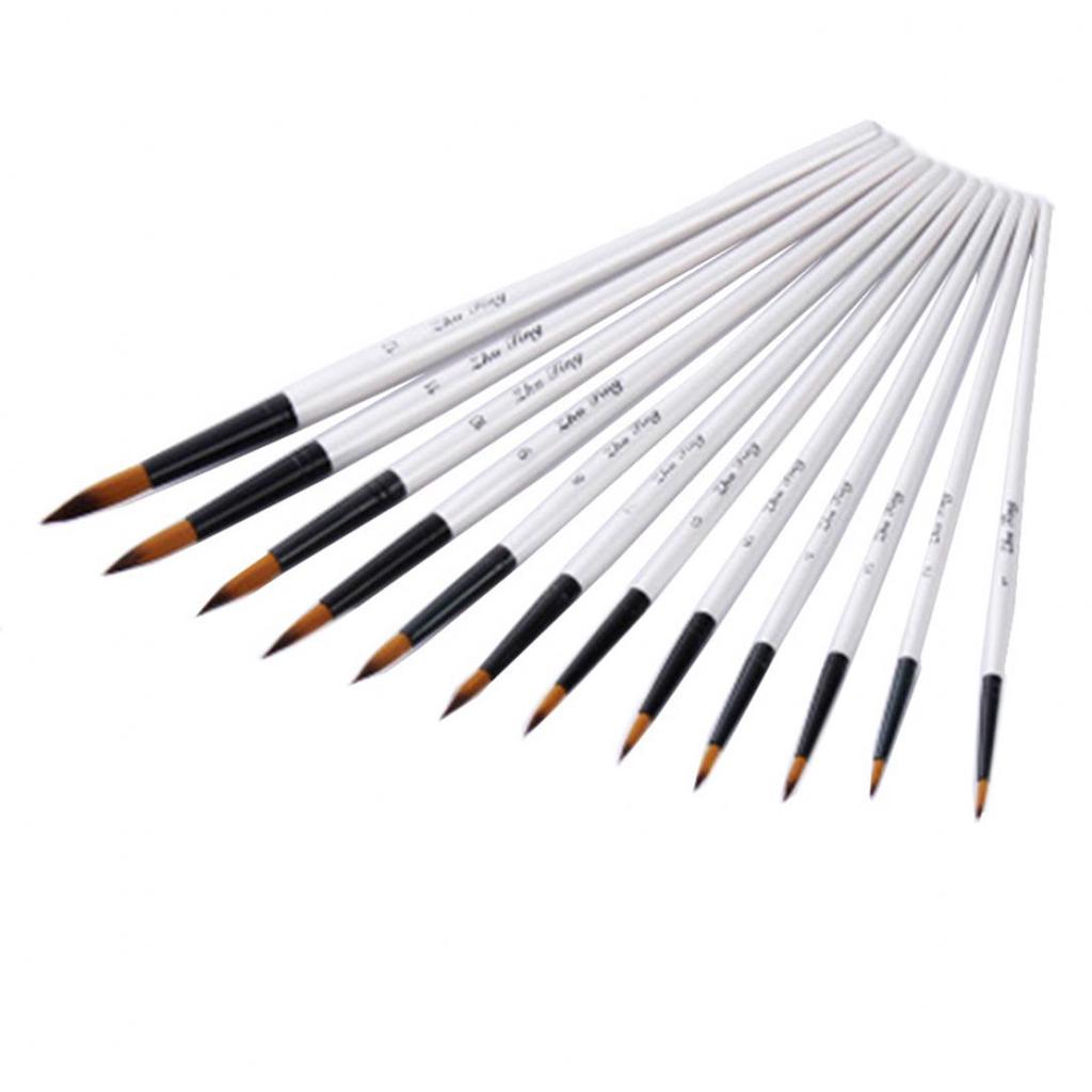 Monoceros 12Pcs Pointed Flat Top Paint Drawing Brush Acrylic Watercolor Oil Painting Pen