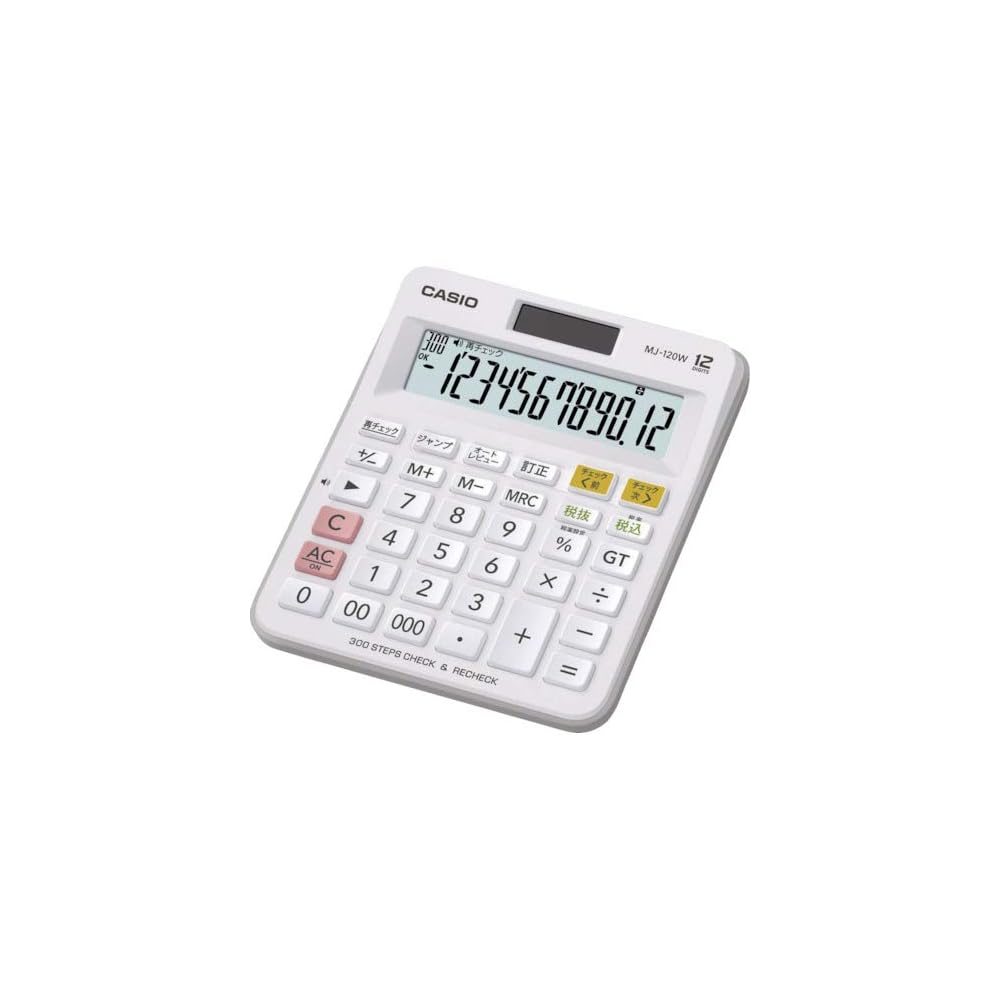 Casio Standard Calculator, Calculation Check/Verification, Mini Just Type, 12 Digits, MJ-120W-N