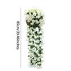 2pcs Artificial Wisteria Wreaths Hanging Flowers Bunch, Fake Plants for Garden Wall Wedding Inside Home Door Decoration