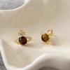 Fashion Tiger Eye Stone Saturn Stud Earrings for Women Trendy Classic Rhinestone Opal Star Earrings Party Lady Jewelry Gifts