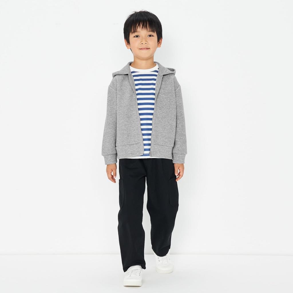 MUJI Kids Double Knit Sweatshirt Full Zip Parka Unisex Children CB1HPA4S Gray Kids 120