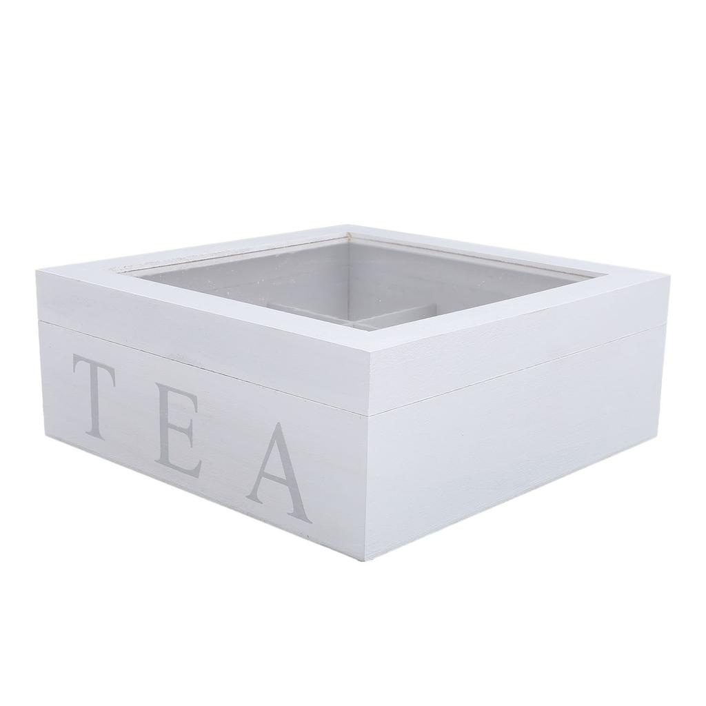 Wooden Tea Storage with Clear Acrylic Top Window 9 Compartments Eco Friendly Tea Bag Holder Multi Functional Storage Box