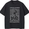 Черная летняя мужская футболка Lovejoy Division Рок-н-ролл Короткий рукав С принтом Круглый вырез Футболка летняя хлопковая мужская футболка