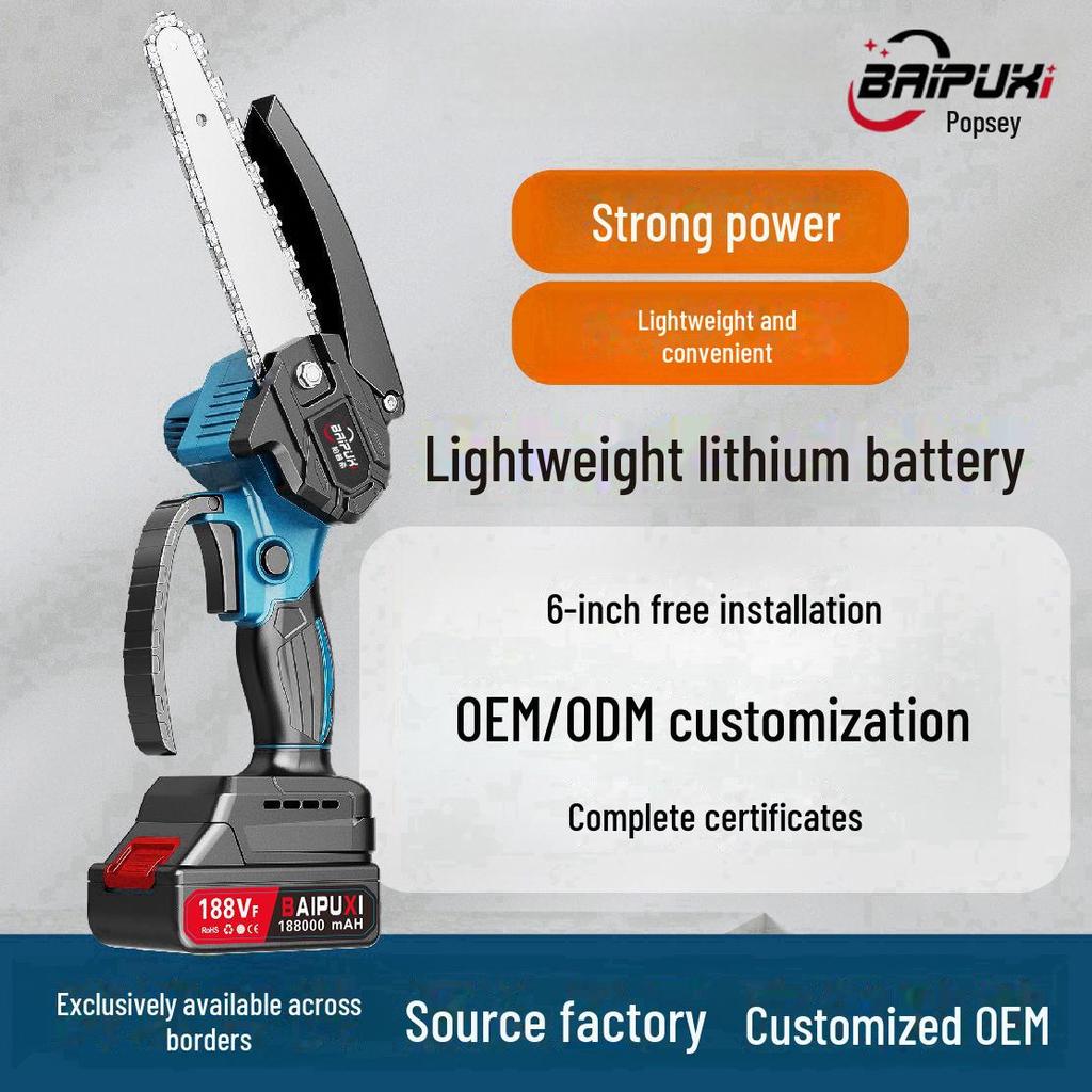 Электрическая цепная пила с литиевой аккумуляторной батареей 4/6 дюймов — портативная, одноручная пила для обрезки и рубки деревьев, облегчающая валку деревьев