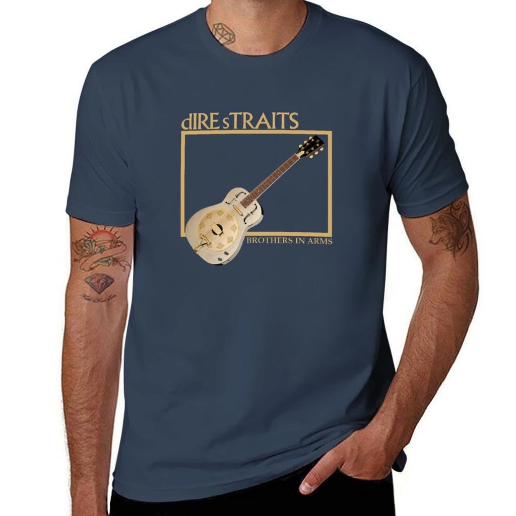Dire Straits Guitar Tshirt Basic Solid Color Casual Tee Shirt