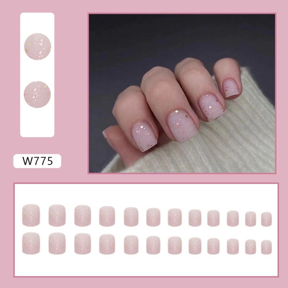 Цветы Накладные ногти Короткие круглые типсы Модные накладные ногти для салона