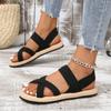 Fashion 2025 New Elastic Band Cross Comfortable Casual Simple Sandals Summer Outdoor Wear of Straw Woven Linen Versatile Women's Sandal