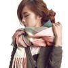 Women's Korean Style Knitted Plaid Tassel Shawl: Thick, Double-Sided & Versatile Winter Scarf