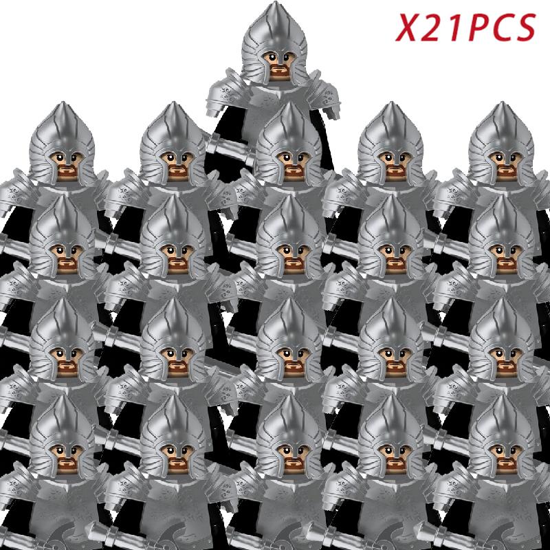 21 шт. MOC Фигурки Игрушка Средневековый Рыцарь Солдат Строительные блоки Кирпичики Подарок