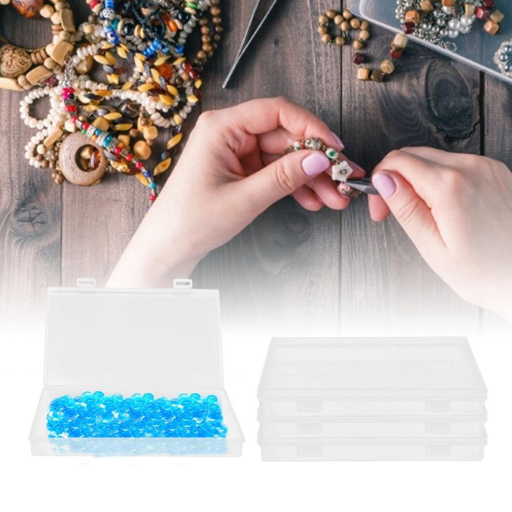 4pcs Flap Lid Transparent Plastic Box Transparent Multipurpose Storage Box  Office Supplies
