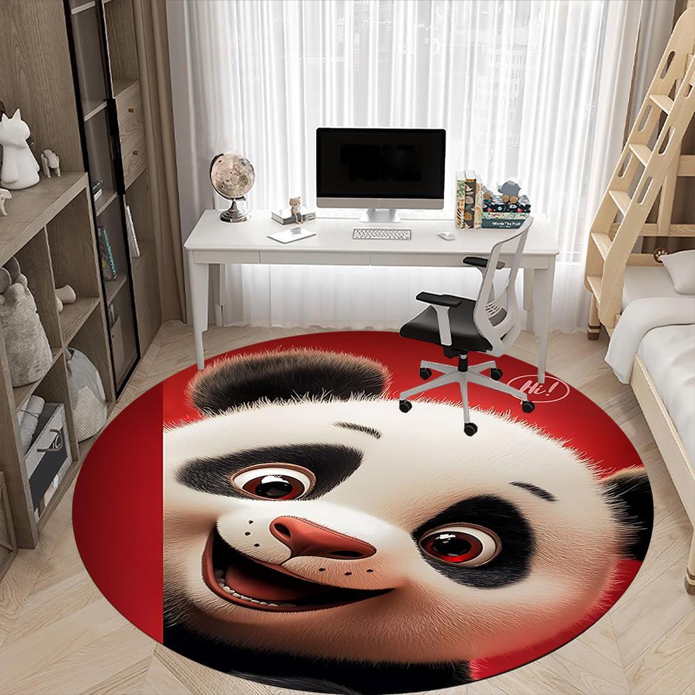 1PC Panda Smile Office Round Area Rug, Mat Suitable ForOffice, Under Office Chairs Bedroom Living Room Home Decor, Room Deco