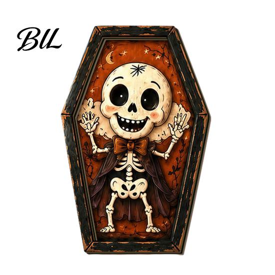Pumpkin Desktop Signs Vintage Halloween Wooden Table Decoration, Rustic Black Cat Ghost Skeleton Party Centerpieces Block Sign for Farmhouse