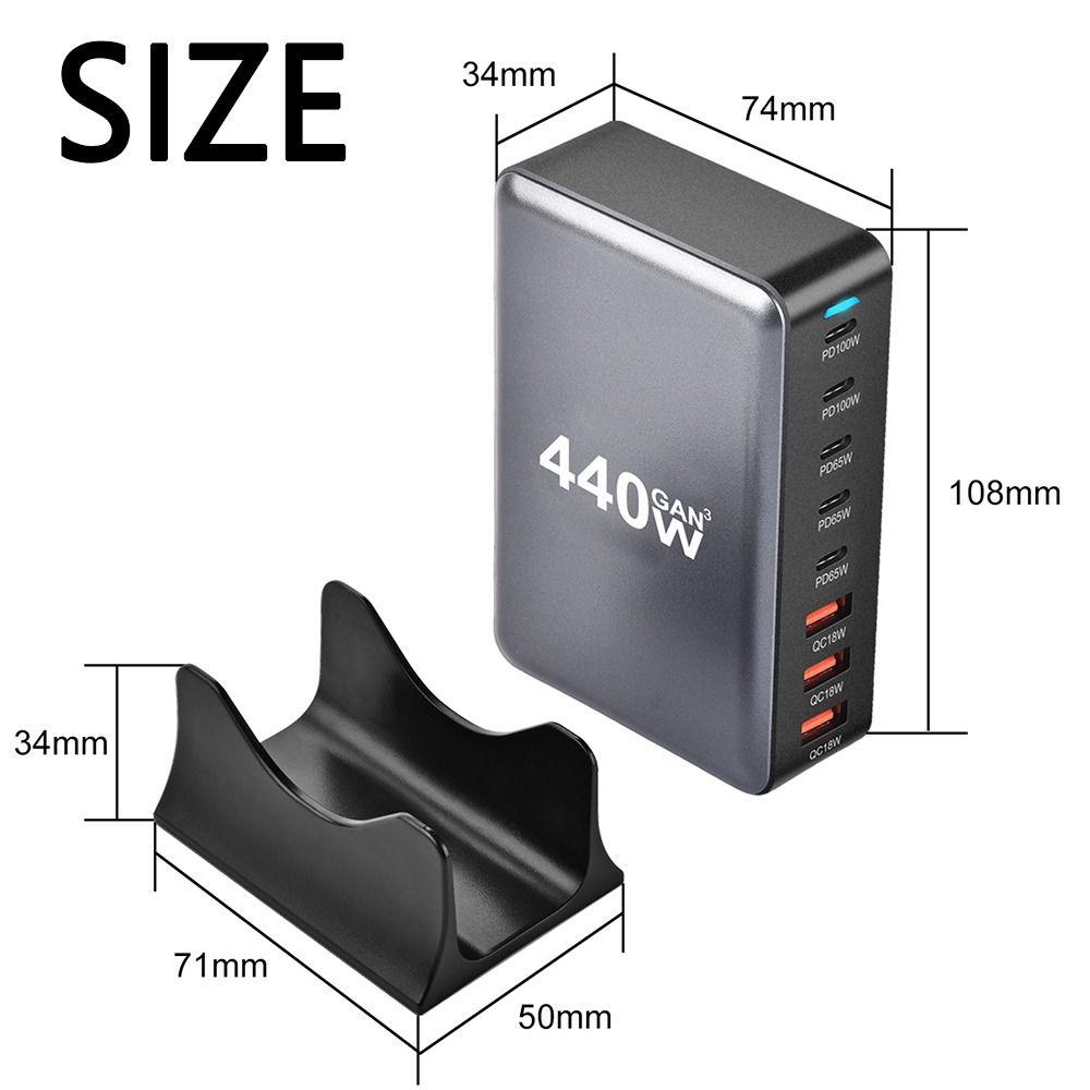 Адаптер для мобильного телефона 320 Вт/440 Вт 4USB+4PD/3USB+5PD Блок Зарядная станция GaN Планшет