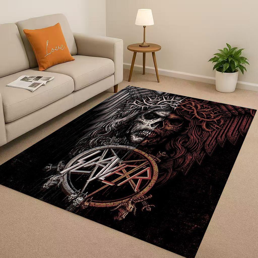 HD Slayer Thrash Metal Rcck Band Череп Знак Ковер для Гостиной Нескользящий Ковер для Спальни Игровой Комнаты Дивана, Домашний Декор Придверный Коврик