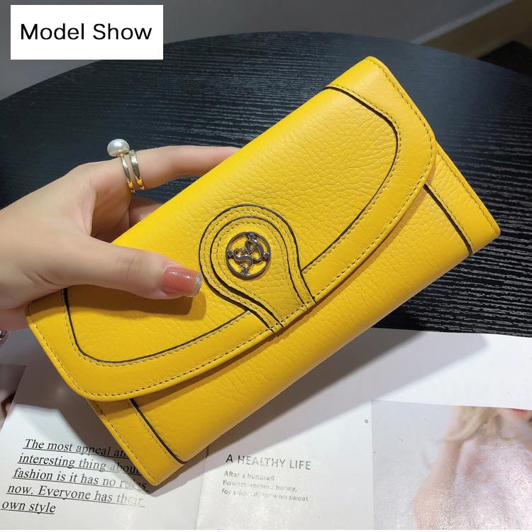 Новинка 2024 года, женские кошельки из натуральной кожи, роскошный длинный кошелек из воловьей кожи, оригинальный брендовый клатч-конверт, большой вместительный кошелек для телефона