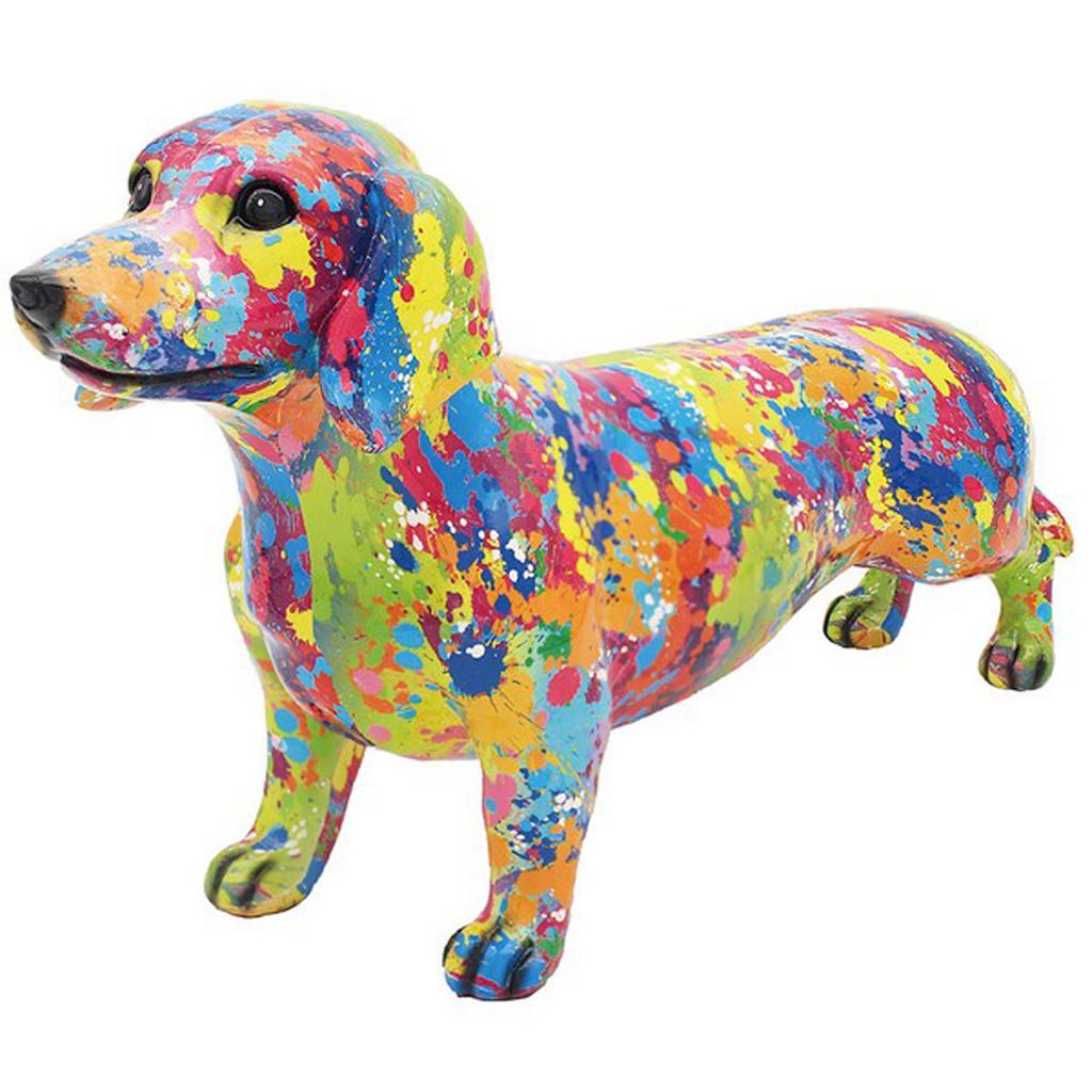 Les Trésors De Lily [A3841] - Multicolored Splash 'Dachshund' Resin Figurine - 26x17x8 Cm
