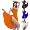 Women Beach Dress Sleeveless Solid Color Off Shoulder Backless Loose One Piece Bikini Cover-up Vacation