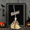 Animated Floating Witch Broom 28" Halloween Magic Dancing Broom Light Up Moving Broomstick with Sound for Haunted House Floor Decor