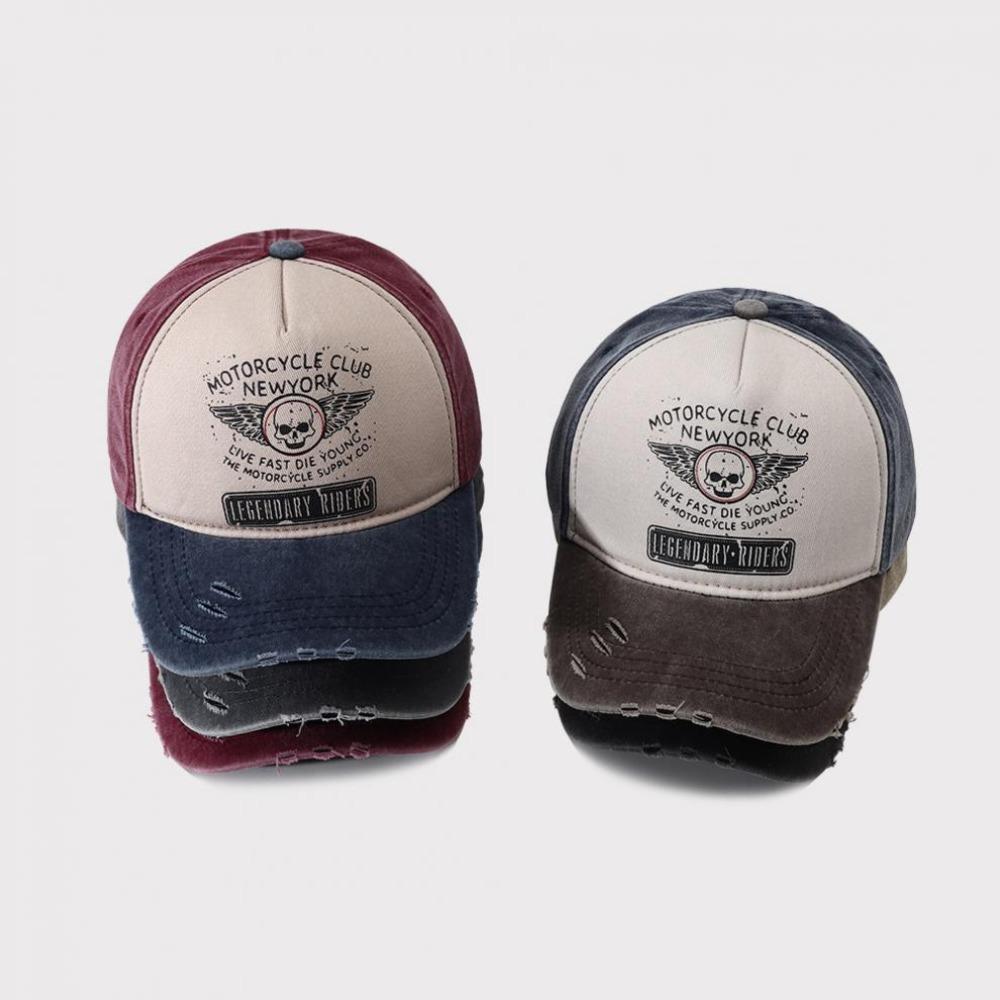 Bones Snapback Hats Washed Cotton Sun Visors Fashion Punk Motorcycle Cap for Men Women