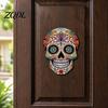 Floral Exotic Home Ornament Day of The Dead Sugar Skull Hanging Sign, Hand-Painted Mexican Calavera Wood Handcrafted Plaque Plaque, Tabletop