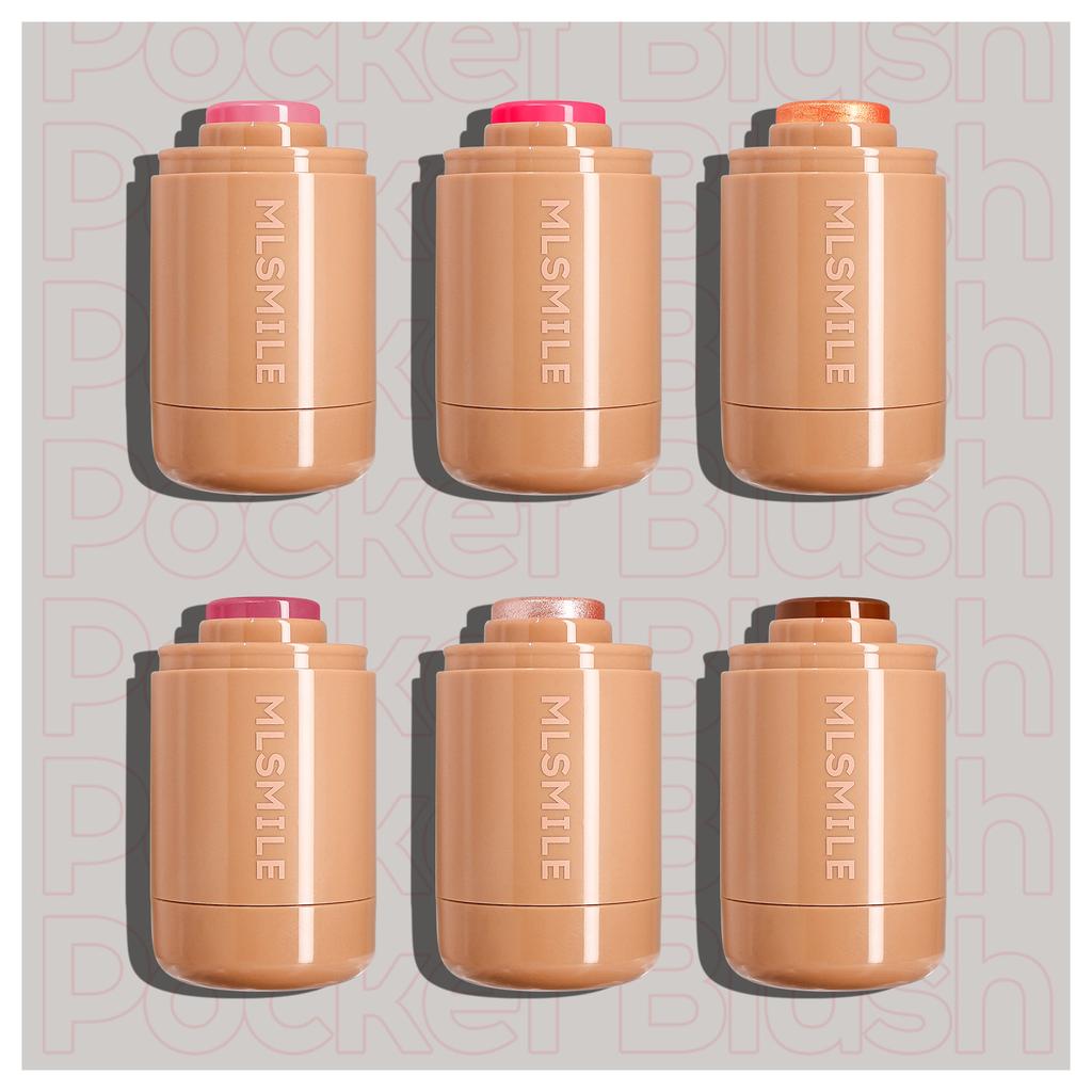 6-Color Pocket Blush Stick Portable Natural Brightening Lip and Cheek Dual-use Blush Cream for a Charming Look