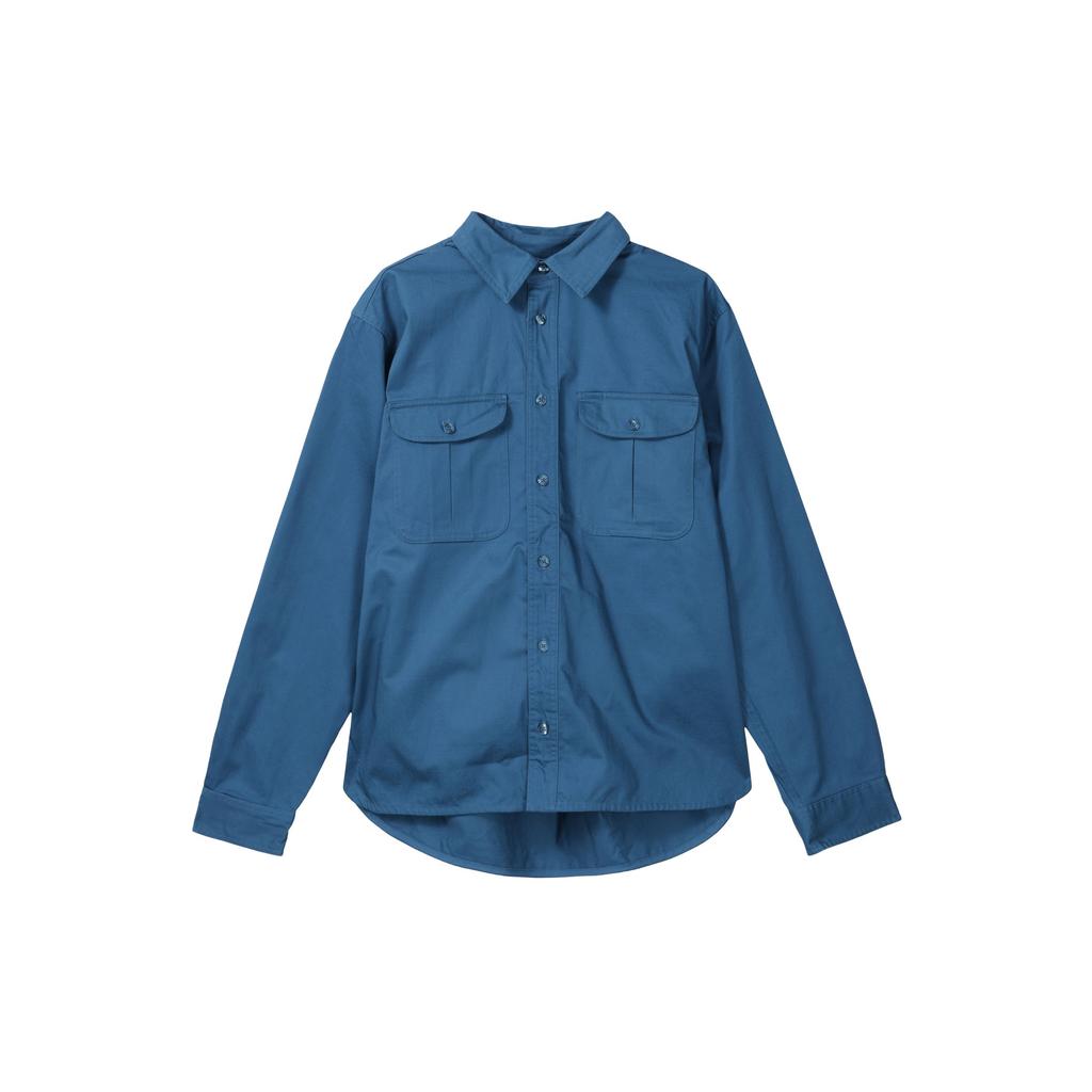 Nike Однотонная рабочая одежда с пуговицами, повседневная однобортная рубашка поло с длинным рукавом, мужские рубашки, промышленный синий FQ0398-457