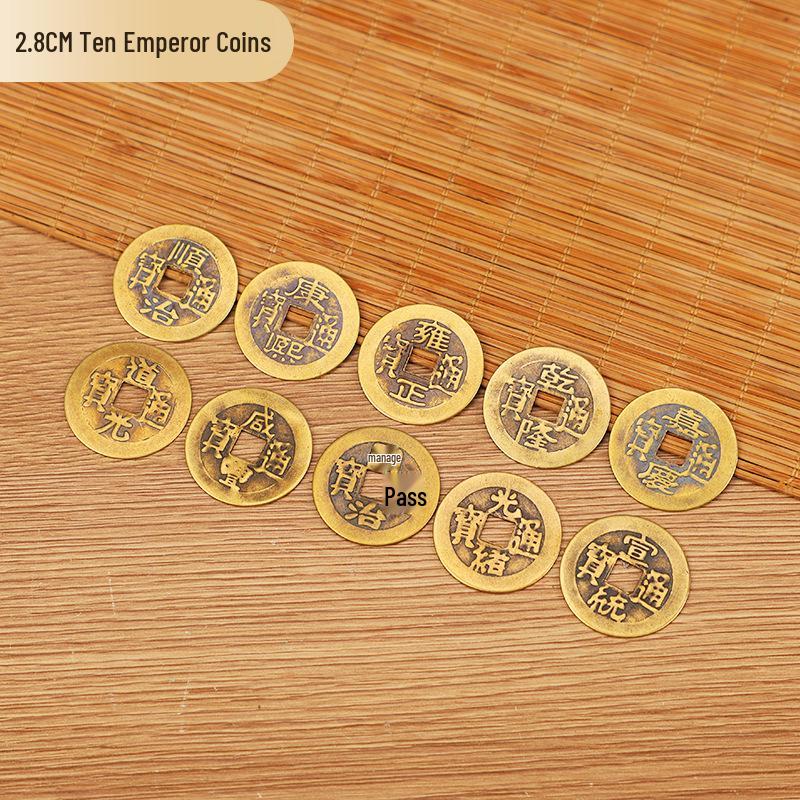 Антикварные украшения из настоящей меди и латуни с монетами Пяти императоров, ручная работа