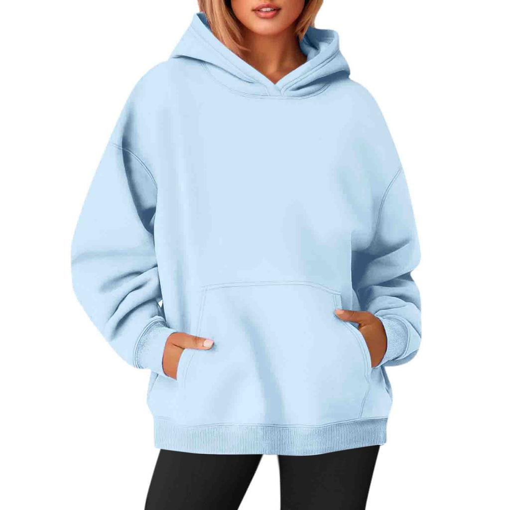 Women's O-neck Long Sleeve Top Solid Color Hoodie Crewneck Sweatshirts Long Sleeve Solid Color Top Sweatshirts
