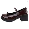 Туфли Мэри Джейн на высоком каблуке в французском стиле, женские, новинка 2025 года, коричневые, с круглым носком, с бантом, в британском стиле, маленькие кожаные туфли