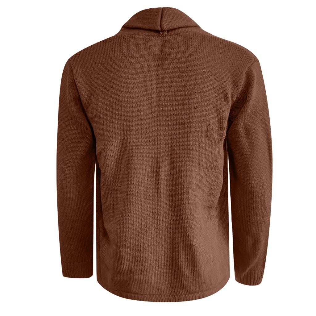 Мужской кардиган, повседневный шаль, с длинным рукавом, однотонный, на пуговицах