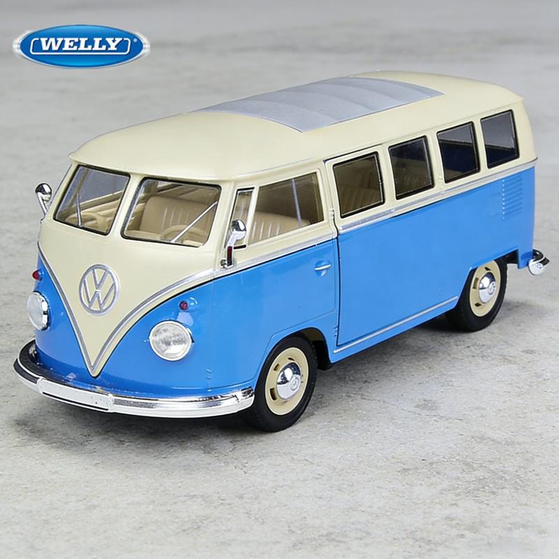 Welly 1/24 1963 Volkswagen T1 BUS Alloy City BUS Model Diecast Metal Travel Bus Car Vehicles Model High Simulation Kids Toy Gift