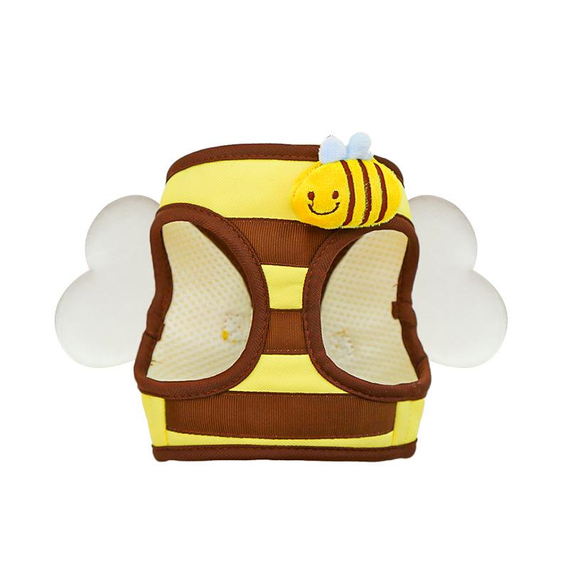Маленькая пчелка Собачья шлейка для груди и спины Милый мультяшный жилет для питомца Шлейка для груди и спины Поводок для выгула собаки на улице