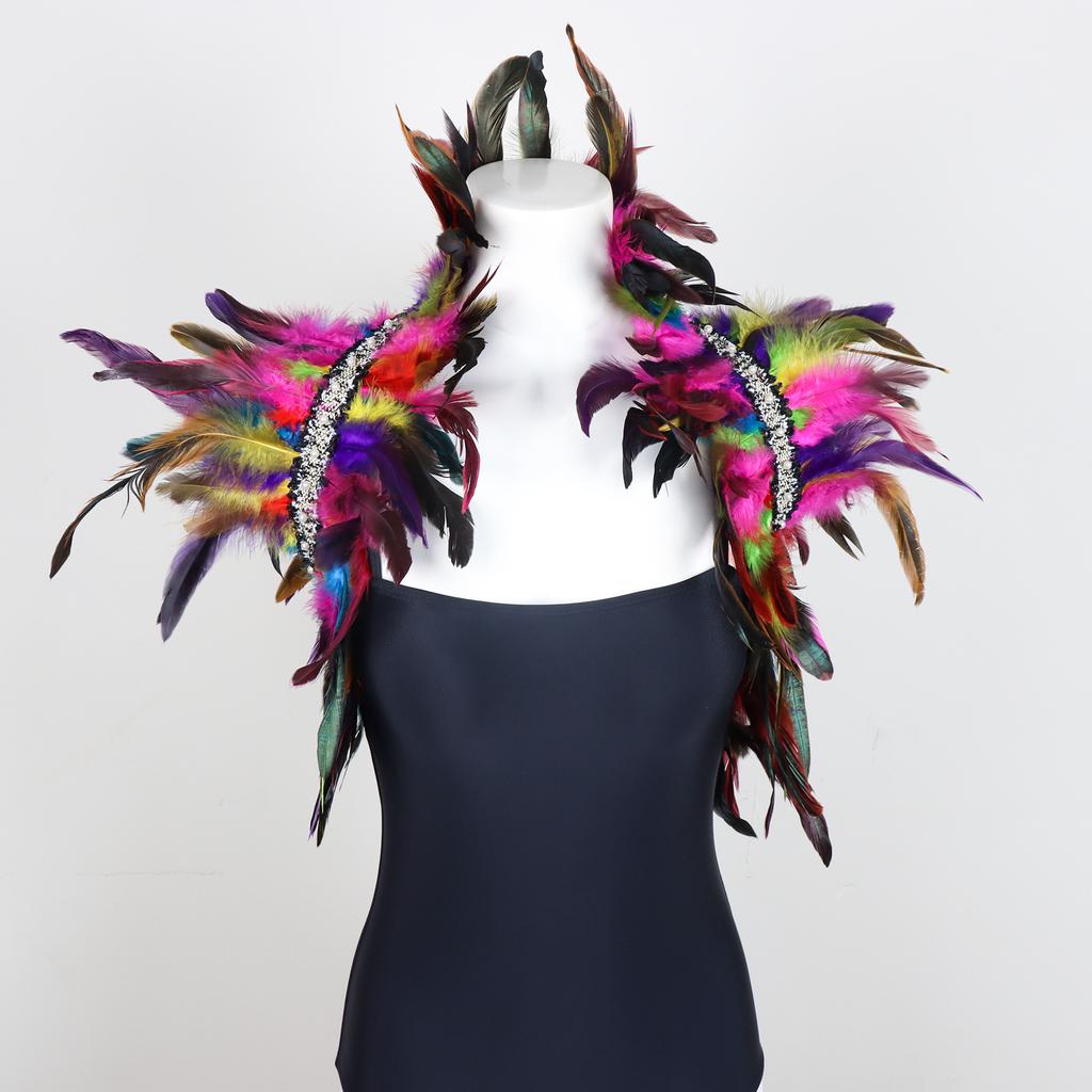 Модный плащ-накидка из перьев, костюм для сценического выступления, жилет из перьев, фальшивый воротник, шарф, маскарад, ролевые игры, аниме-аксессуары