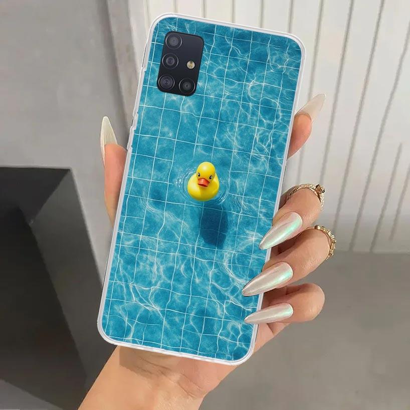 Чехол для телефона с резиновыми уточками для бассейна для Samsung Galaxy A52 A32 A22 A12 A02S A50S A30S A10S Note 20 Ultra 10 Plus S10 A31 A20 A