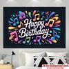 Happy Birthday Multicolor & Colorful Design, 1pc Polyester Party Backdrop Banner, Photo Booth Background, Wall Decor