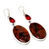Bloodstone Garnet Gemstone 925 Silver Plated Handmade Jewelry Earring 2.65"