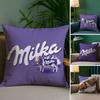 Смешная фиолетовая наволочка Milka, плюшевая ткань, мягкая, с двусторонним принтом, чехол на диванную подушку, наволочки для декоративных подушек